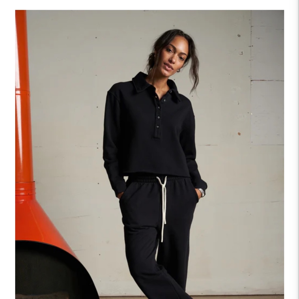 perfectwhitetee Black Collared Sweatshirt - Picture 2 of 5